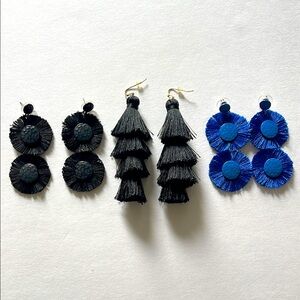 BaubleBar set‎ of 3 Pairs Earrings Blue Black